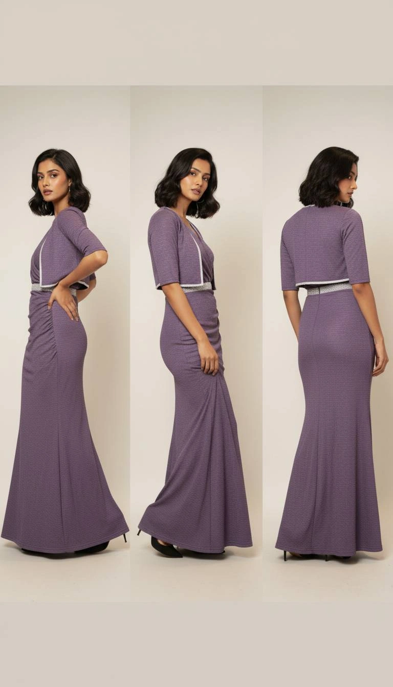 WOMEN BODYCON LONG DRESS WITH JACKET - Image 2