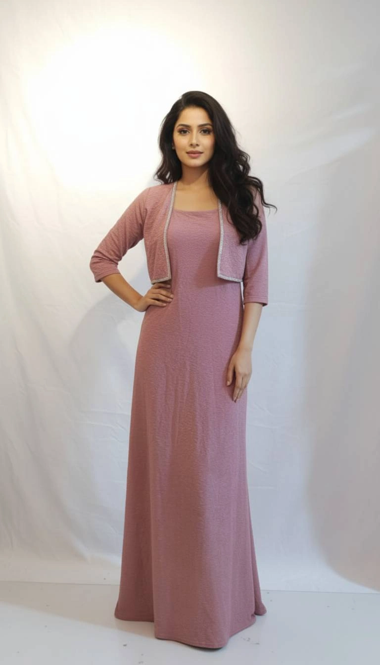 WOMEN BODYCON LONG DRESS WITH JACKET - Image 3