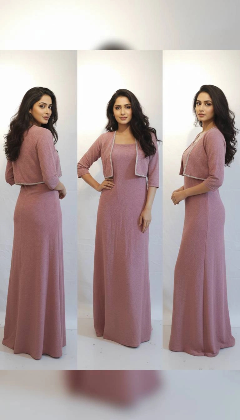 WOMEN BODYCON LONG DRESS WITH JACKET - Image 4