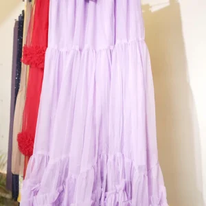WOMEN PURPLE POWER NET LONG SKIRT