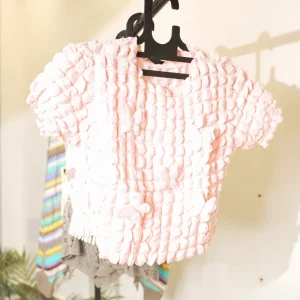 WOMEN PEACH POPCORN TOP