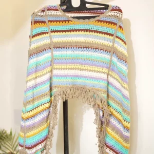 WOMEN CROCHET FULL SELVES MULTICOLOUR TOP